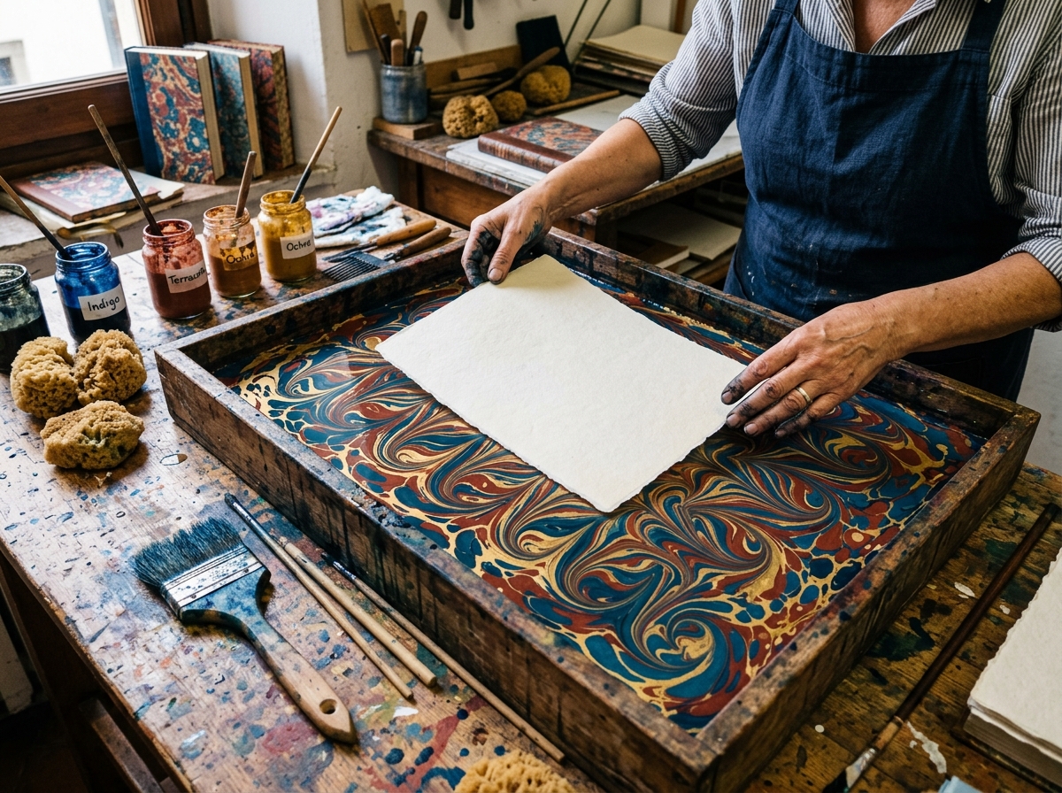 Papiers marbrés à la main